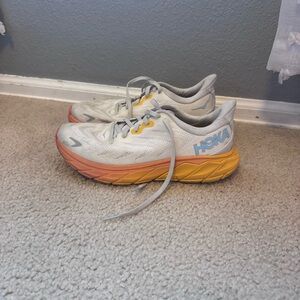 Hoka Women's Shoes in White, Orange, and Yellow
